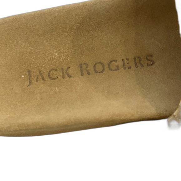 Jack Rogers Sandals Women’s Size 7.5 Color Tan Gold Embroidered Beach Scene - Picture 8 of 10